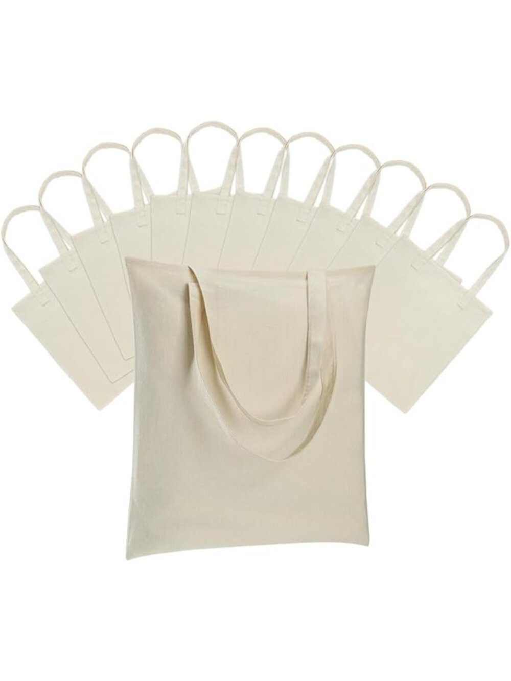 Carbrea 12 Pack Canvas Tote Bags Bulk Reusable Grocery Shopping Bags Beige